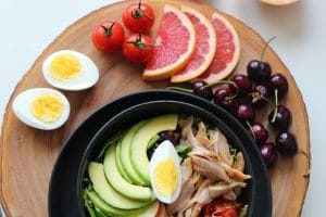 A lazy susan filled with great foods that could be part of a cancer prevention diet.