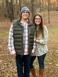 Brett and Ms. Marlow pose together just before his bone marrow transplant in October.