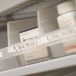 close-up photo of prescription medications in the Personalized Hematology-Oncology on-site pharmacy